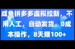 咸鱼拼多多虚拟拉新，不用人工，自动发货，0成本操作，8天
