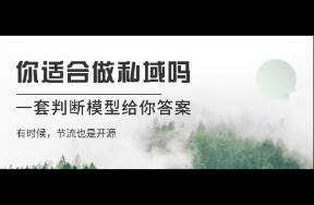 一套万能模型帮你判断你适不适合做私域