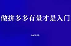 做拼多多有量才是入门