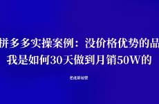 拼多多实操案例 没价格优势的品，我是如何30天做到月销5